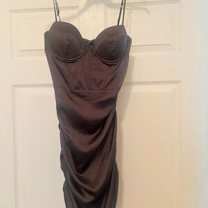 Oh Polly Black Satin Bustier Slip